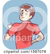Clipart Of A Man With Salt Forming From Dried Sweat As A Symptom Of A Health Problem Royalty Free Vector Illustration