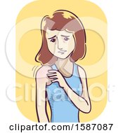 Clipart Of A Woman With Twitching Shoulder Muscles Royalty Free Vector Illustration