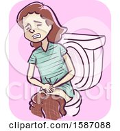 Clipart Of A Woman With Painful Urination Royalty Free Vector Illustration