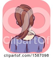 Clipart Of A Woman Holding And Massaging Her Neck Royalty Free Vector Illustration