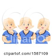 Clipart Of A Group Of Matching Senior Triplet Women Royalty Free Vector Illustration