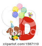 Poster, Art Print Of Birthday Animal Alphabet Letter D With A Dog