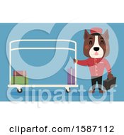Poster, Art Print Of Dog Bell Boy With A Luggage Cart