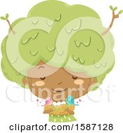 Poster, Art Print Of Tree Girl Holding A Nest With Birds And Eggs