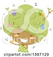Poster, Art Print Of Girl Tree With Singing Birds