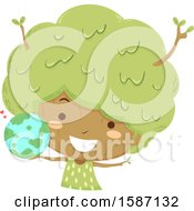 Poster, Art Print Of Girl Tree Holding A Globe