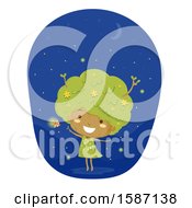 Poster, Art Print Of Girl Tree With Fire Flies