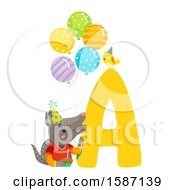 Clipart Of A Birthday Animal Alphabet Letter A With An Armadillo Royalty Free Vector Illustration