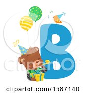 Poster, Art Print Of Birthday Animal Alphabet Letter A With A Bear