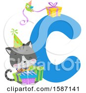 Poster, Art Print Of Birthday Animal Alphabet Letter C With A Cat