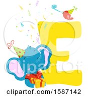 Poster, Art Print Of Birthday Animal Alphabet Letter E With An Elephant
