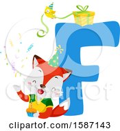 Poster, Art Print Of Birthday Animal Alphabet Letter F With A Fox