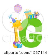 Poster, Art Print Of Birthday Animal Alphabet Letter G With A Giraffe