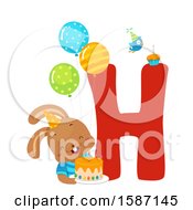 Poster, Art Print Of Birthday Animal Alphabet Letter H With A Hare
