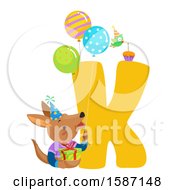 Poster, Art Print Of Birthday Animal Alphabet Letter K With A Kangaroo