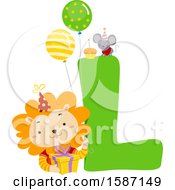 Poster, Art Print Of Birthday Animal Alphabet Letter L With A Lion