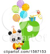 Poster, Art Print Of Birthday Animal Alphabet Letter P With A Panda