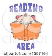Poster, Art Print Of Cat Holding A Book With Reading Area Text