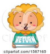 Clipart Of A Male Lion Returning A Book At A Library Royalty Free Vector Illustration