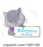 Poster, Art Print Of Cat Holding A Reference Section Sign