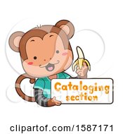 Poster, Art Print Of Monkey Holding A Cataloging Section Sign