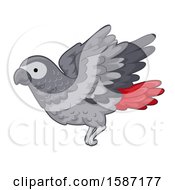Poster, Art Print Of Red Tailed Gray Parrot Flying