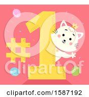 Poster, Art Print Of Princess Cat Waving Around A Number One