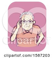 Poster, Art Print Of Senior Man Holding His Eyeglasses And Squinting
