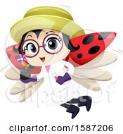 Clipart Of A Ladybug Botanist Holding A Plant Royalty Free Vector Illustration