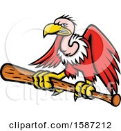 Tough Condor Vulture Flying And Gripping A Baseball Bat