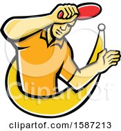 Clipart Of A Male Table Tennis Player Holding A Paddle With A Shooting Ball Royalty Free Vector Illustration