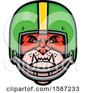 Tough Bulldog Mascot Head In A Football Helmet