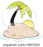 Clipart Of A Coconut Palm Tree On A Tropical Island Royalty Free Vector Illustration