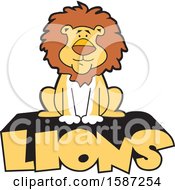 Poster, Art Print Of Sitting Male Lion Mascot On Text