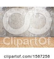 Clipart Of A 3d Parquet Floor And Stone Wall Royalty Free Illustration