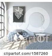 Poster, Art Print Of 3d Living Room Interior With A Bean Bag Chair