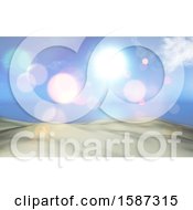 Clipart Of A 3d Sandy Beach Over A Blurred Ocean Royalty Free Illustration