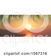 Poster, Art Print Of 3d Ocean Sunset With Palm Trees
