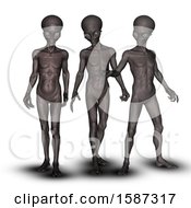 Clipart Of A Group Of 3d Aliens Royalty Free Illustration by KJ Pargeter