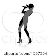 Poster, Art Print Of Silhouetted Female Singer With A Reflection Or Shadow On A White Background