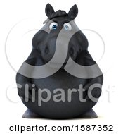 Clipart Of A 3d Chubby Black Horse On A White Background Royalty Free Illustration by Julos
