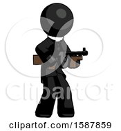 Black Clergy Man Tommy Gun Gangster Shooting Pose