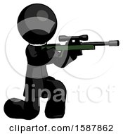 Black Clergy Man Kneeling Shooting Sniper Rifle