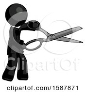 Poster, Art Print Of Black Clergy Man Holding Giant Scissors Cutting Out Something