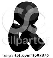 Poster, Art Print Of Black Clergy Man Sitting With Head Down Facing Sideways Right