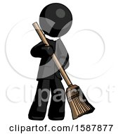 Poster, Art Print Of Black Clergy Man Sweeping Area With Broom