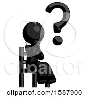 Poster, Art Print Of Black Clergy Man Question Mark Concept Sitting On Chair Thinking