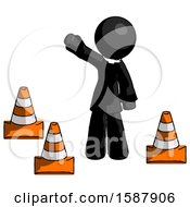 Poster, Art Print Of Black Clergy Man Standing By Traffic Cones Waving