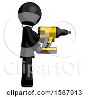 Poster, Art Print Of Black Clergy Man Using Drill Drilling Something On Right Side