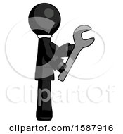 Poster, Art Print Of Black Clergy Man Using Wrench Adjusting Something To Right
